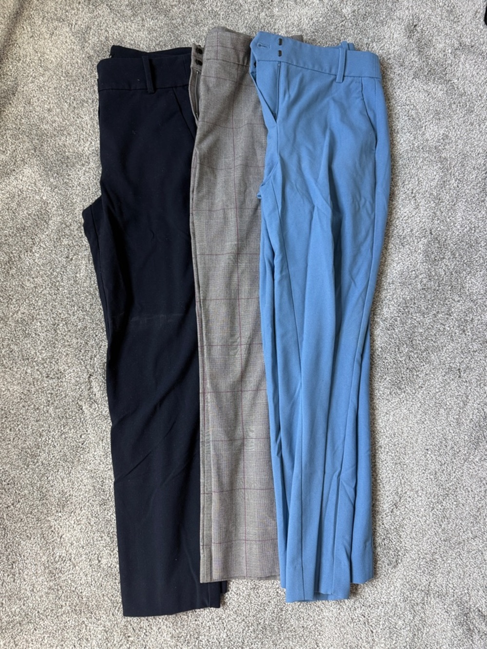 J. Crew Women's Straight-Leg Pants Trio - Black, Gray Plaid & Light Blue